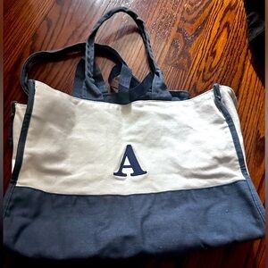 Initial A Canvas Tote Bag